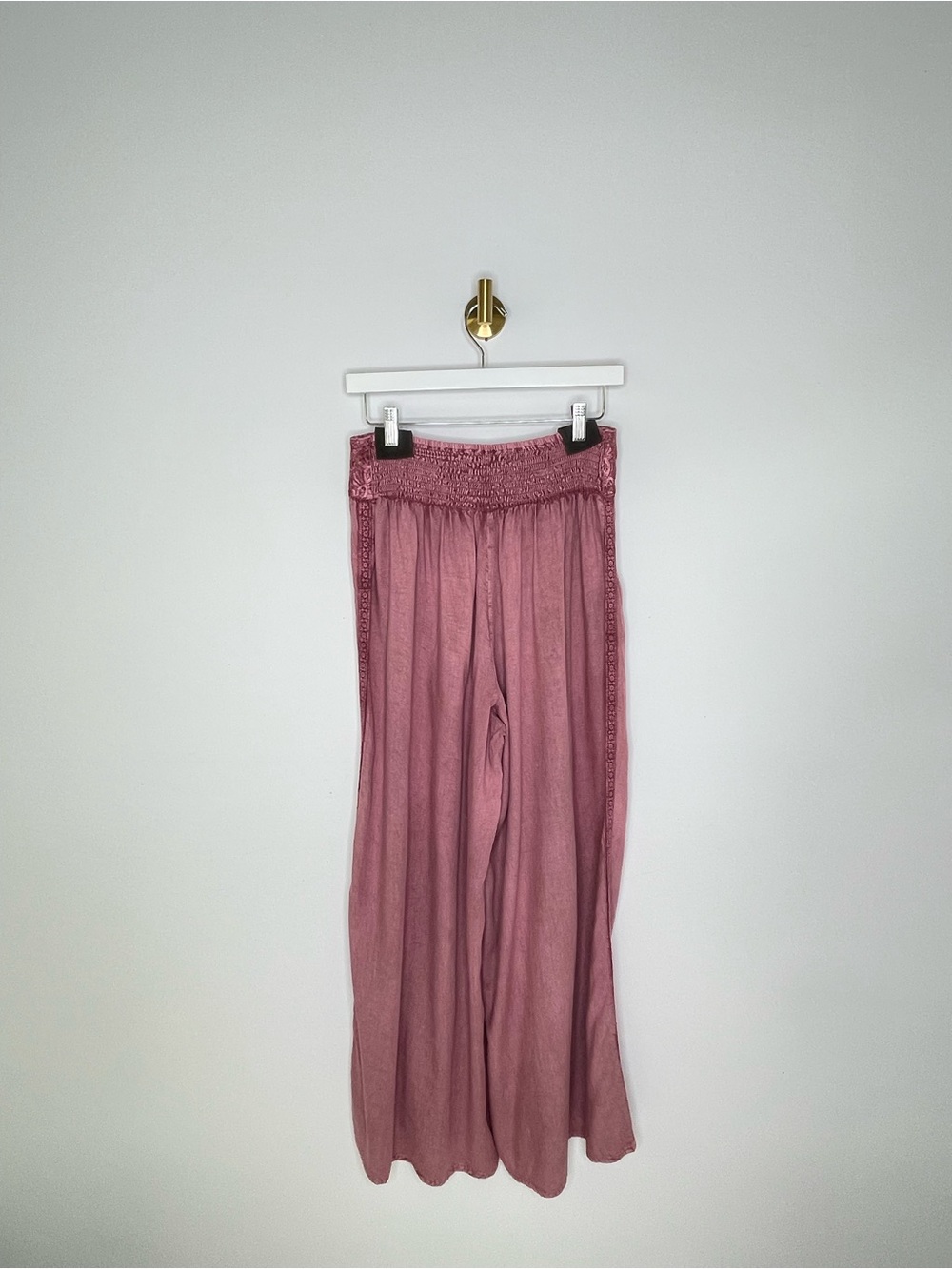 Bohemian | Devi Wide Leg Embroidered Palazzo Pants | Mauve Pink Lace-Trim Corset - Picture 16 of 16